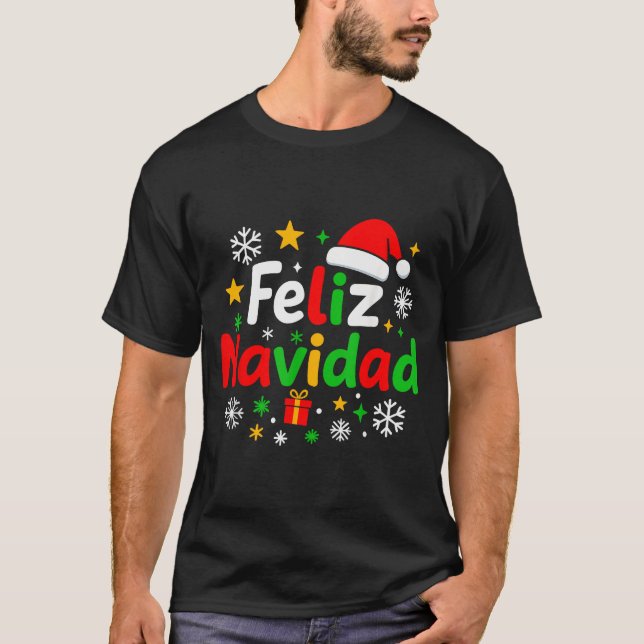 Camiseta Feliz Navidad Pajamas Shirt, Cute Spanish Mexican  (Frente)