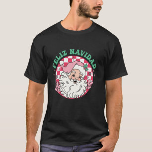 Camiseta Feliz Navidad - Papais noeis Rosa Checkre Espanhol
