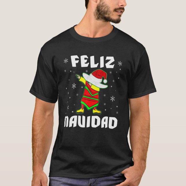 Camiseta Feliz Navidad Papais noeis Sombrero Mexicano Dabbi (Frente)