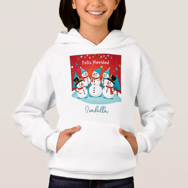 Camiseta Feliz Navidad Snowman Nome Personalizado Espanhol (Frente)