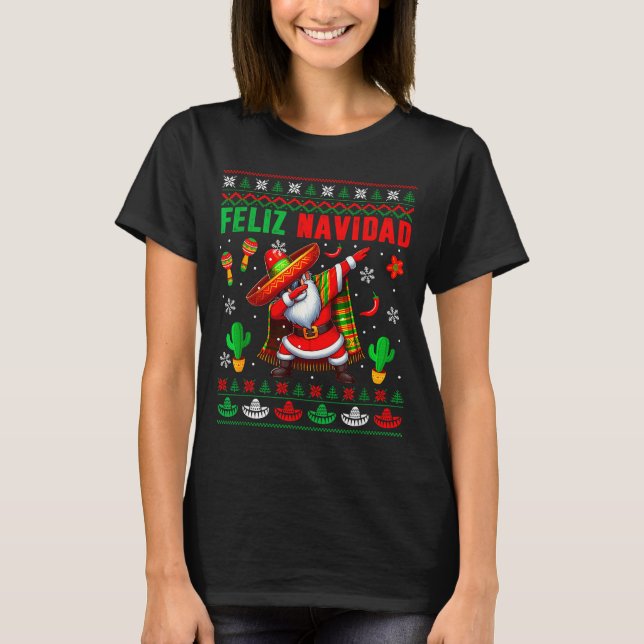 Camiseta Feliz Navidad Xmas Sweater Santa Sombrero Dabbing  (Frente)