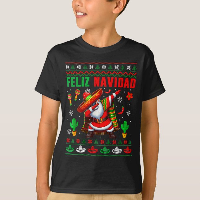 Camiseta Feliz Navidad Xmas Sweater Santa Sombrero Dabbing  (Frente)