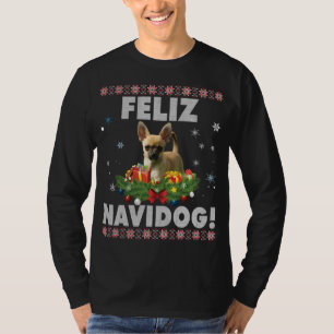Camiseta Feliz Navidog Chihuahua Dog Ugly Sweater Papais no