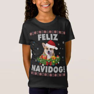 Camiseta Feliz Navidog Corgi Dog Ugly Sweater Natal San