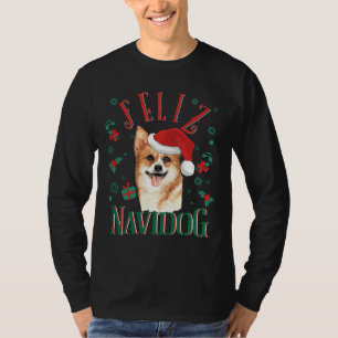 Camiseta Feliz Navidog Cute Pembroke Welsh Corgi Vestindo C