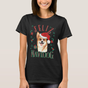 Camiseta Feliz Navidog Cute Pembroke Welsh Corgi Vestindo C