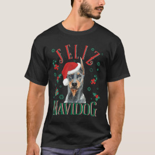 Camiseta Feliz Navidog Doberman Pinscher Dog Vestindo Crist