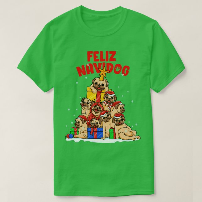 Camiseta Feliz Navidog Feliz Navidad Pug Owner Xmas (Frente do Design)