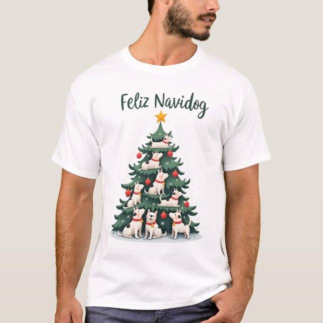 Camiseta Feliz Navidog Natal Cachorro, Divertida F (Frente)