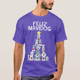 Camiseta Feliz Navidog Natal Cachorro Engraçado Árvore de N