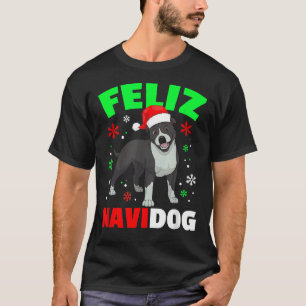 Camiseta Feliz Navidog Pitbull Cachorro Feio