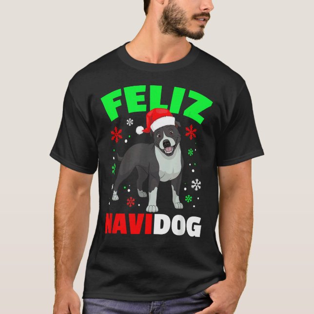 Camiseta Feliz Navidog Pitbull Cachorro Feio (Frente)