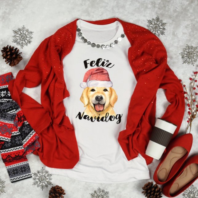 Camiseta Feliz Navidog - Retriever de Ouro de Natal (Criador carregado)