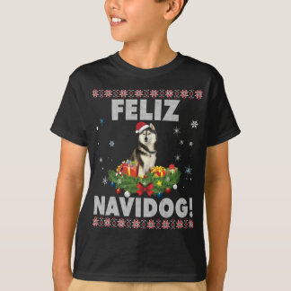 Camiseta Feliz Navidog Siberian Husky Dog Ugly Sweater Chri