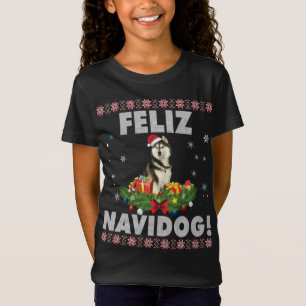 Camiseta Feliz Navidog Siberian Husky Dog Ugly Sweater Chri