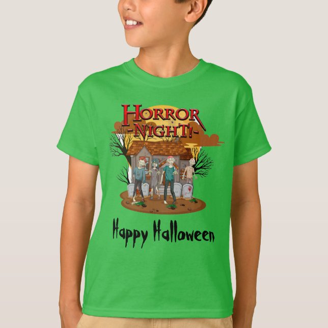 Camiseta Feliz Noite de Halloween de Terror (Frente)