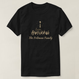 Camiseta Feliz nome da família Hanukkah Uma vela simples