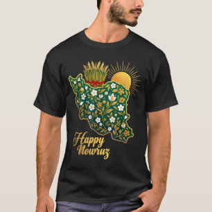 Camiseta Feliz Nowruz Ano Novo Persa Mapa Floral Irã