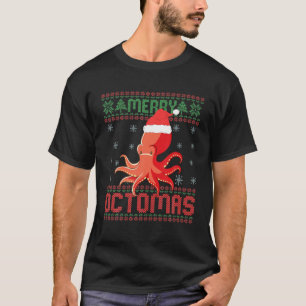 Camiseta Feliz Octomas Engraçado Octopus Ugly Christmas Swe