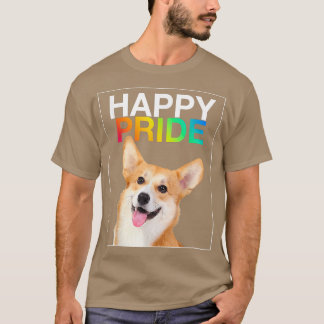 Camiseta Feliz Orgulho Corgi Cachorro Cachorro Sorria LGBTQ