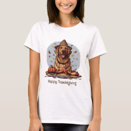 Camiseta Feliz Ouro de Ação de Graças - Cachorro do Retriev