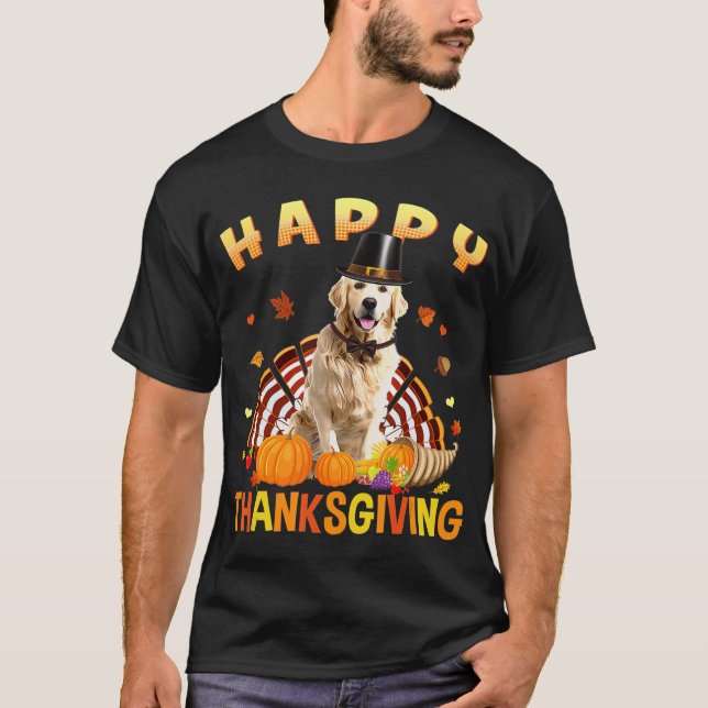 Camiseta Feliz Ouro de Ação de Graças, Retriever Turquia Pe (Frente)