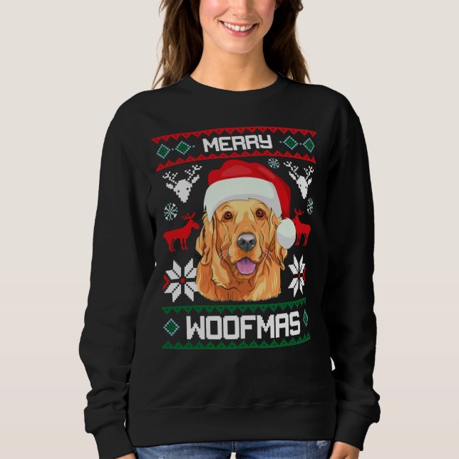 Camiseta Feliz ouro de varejo Woofmas Suor de Natal Natal (Frente)