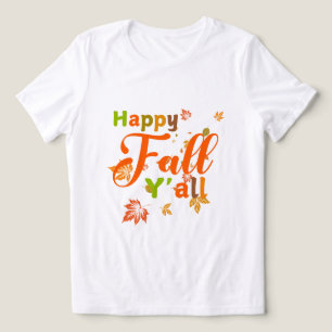 Camiseta Feliz outono Colorido Vocês todos com Folhas de ou