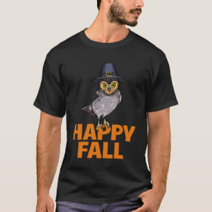 Camiseta Feliz outono Corujas Cabeça Abóbora Mulheres Grand