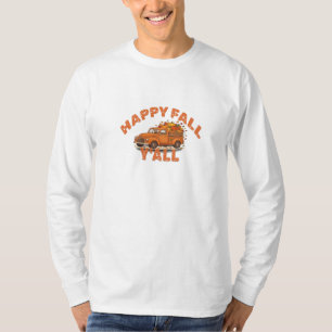 Camiseta Feliz Outono para Todos Caminhão Laranja Vintage A