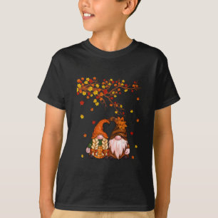 Camiseta Feliz Outono para Todos Gnome Abóbora Folhas de Ou