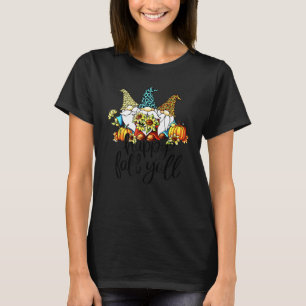 Camiseta Feliz Outono para Vocês Gnome Leopardo Abóbora Gir