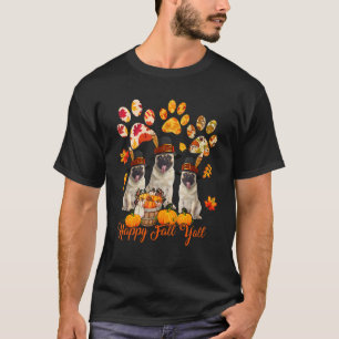 Camiseta Feliz outono Vocês todos Ação de Graças Três Pugs