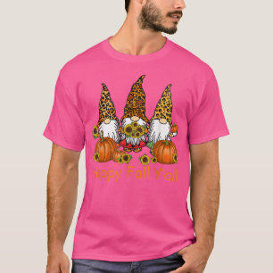 Camiseta Feliz outono Vocês todos Gnomo Leopard Pumpkin out