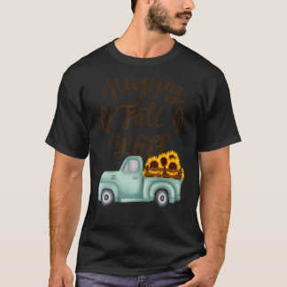 Camiseta Feliz outono Vocês todos Vintage caminhões girassó