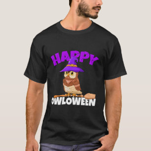 Camiseta Feliz Owloween Pássaros Nocturnos De Pássaros De P
