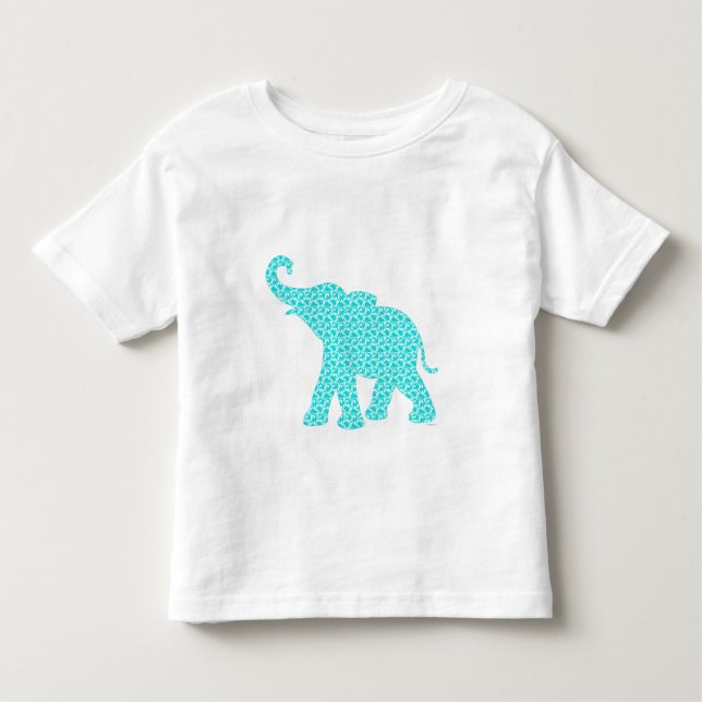 Camiseta Feliz Padrão de Turquesa de Elefante-Arte (Frente)