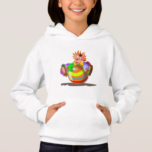 Camiseta Feliz Palhaço Crianças Hoodie (Frente)