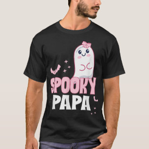 Camiseta Feliz Papá Família Branca Rosa Fantasma Boo Hallow