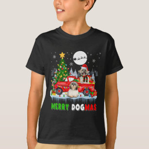 Camiseta Feliz Papai noel De Cão De Natal Elf Shih Tzus Na 