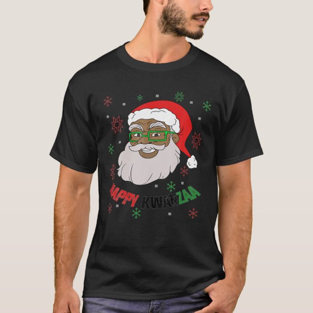 Camiseta Feliz Papai noel Kwanzaa Natal Negro América Afric (Frente)