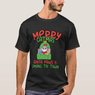Camiseta Feliz Papais noeis de Natal Patas Gato Humor de Na