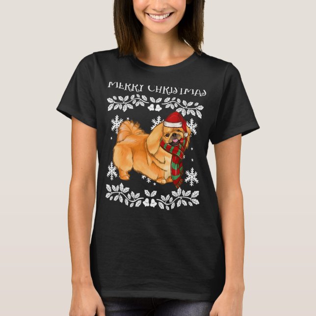 Camiseta Feliz Papais noeis de Natal Pekingese (Frente)
