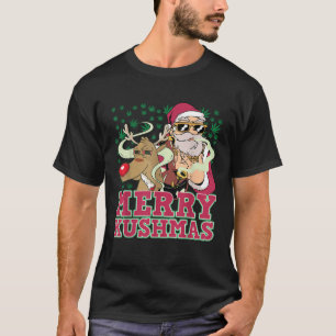 Camiseta Feliz Papais noeis do Kushmas Pote Fumante Rudolph