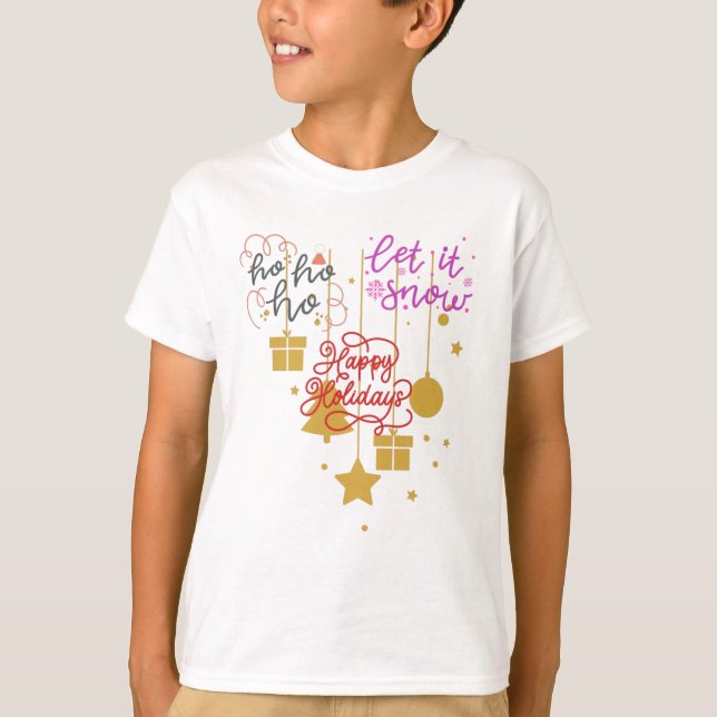 Camiseta feliz para crianças de Natal (Frente)