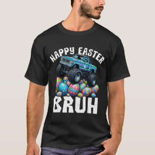 Camiseta Feliz páscoa bruh caminhão monstro caça ovos de pá