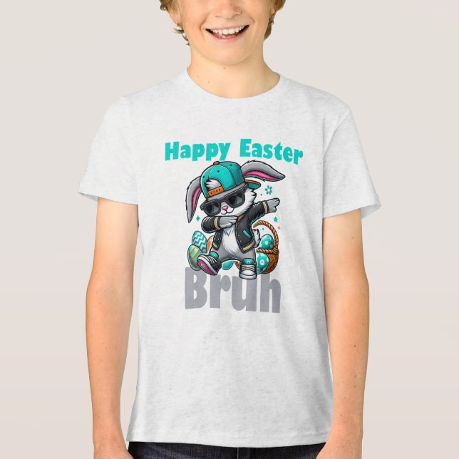 Camiseta Feliz Páscoa Bruh, Coelho da Páscoa Dabbing (Frente)