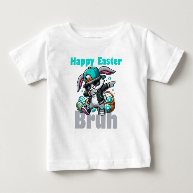 Camiseta Feliz Páscoa Bruh, Coelho da Páscoa Dabbing (Frente)