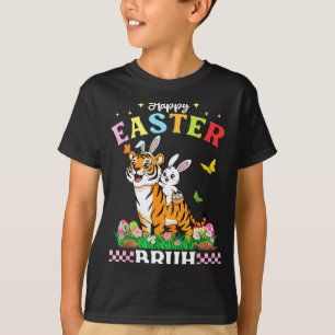 Camiseta Feliz Páscoa Bruh Tigre Fofo Orelhas de Coelho Ces