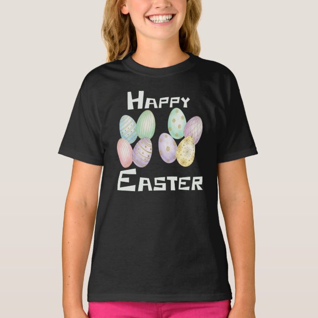 Camiseta Feliz Páscoa, Caça aos Ovos de Páscoa  (Frente)